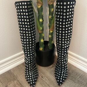 Gianni Bini Black Boots with Silver Accents